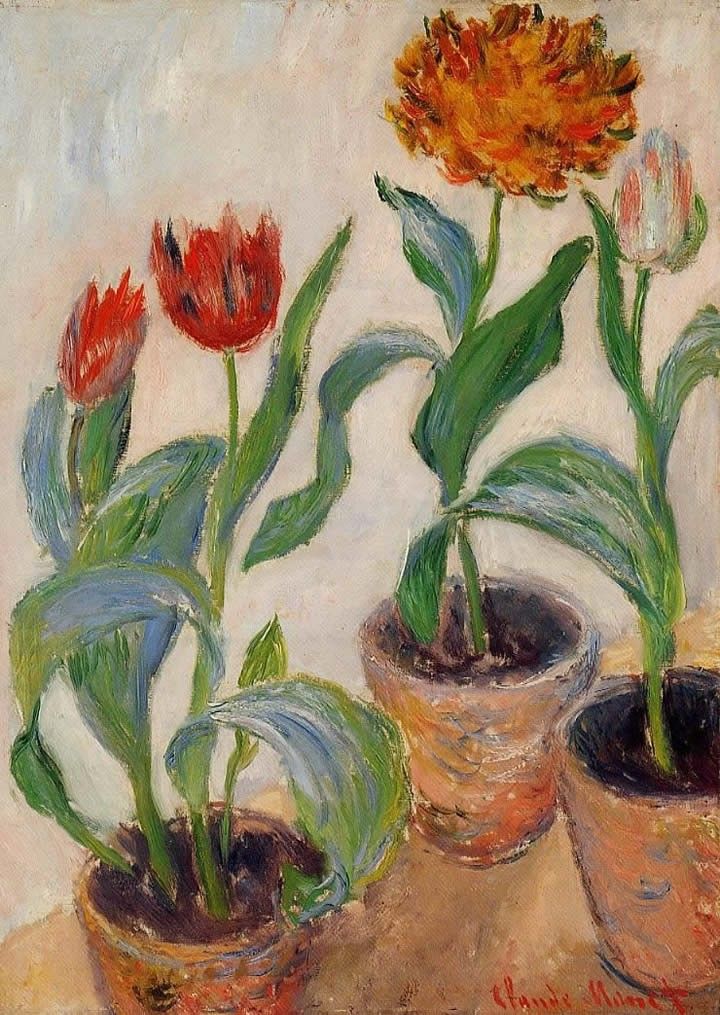 Claude Monet Three Pots of Tulips